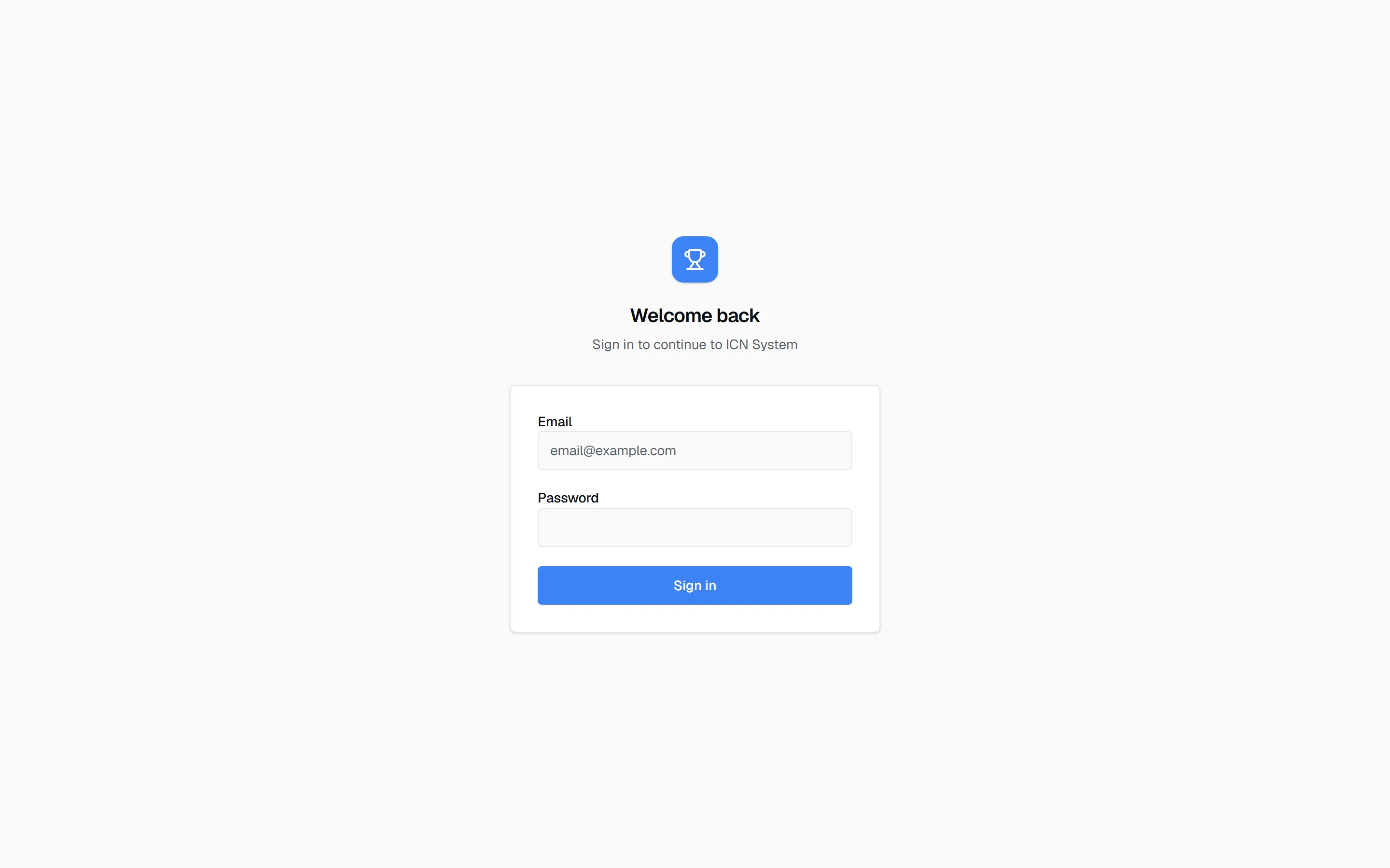 The sign-in screen
